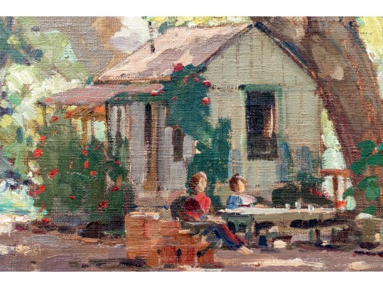 Robert Emmett Owen (American, 1878-1957), Landscape With House And Trees Oil On Canvas