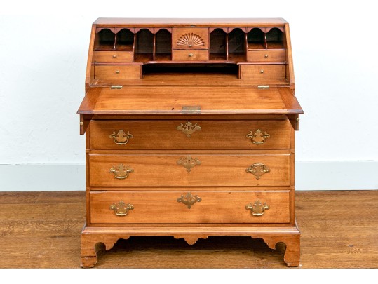 American New England Chippendale Light Mahogany Slant Front Desk, Ca. 1780-1800