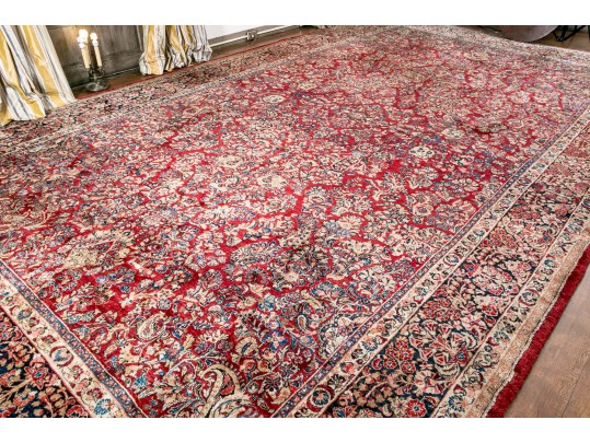 Antique Persian Hand-Knotted Wool Sarouk Palace Size Carpet, 21'-1 X 11'-10, Ca. 1930-40