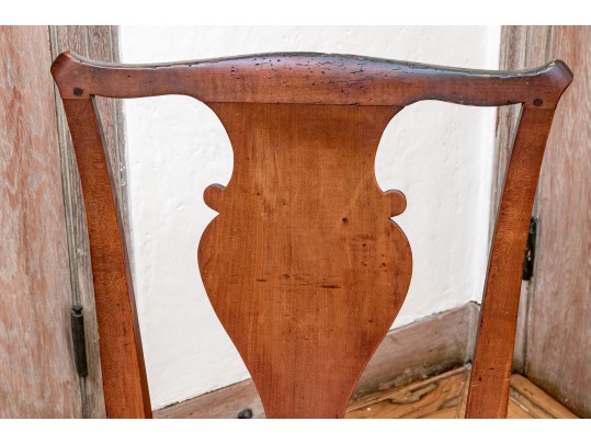 Antique New England Carved Splat Back Side Chair, Ca. 1760-80