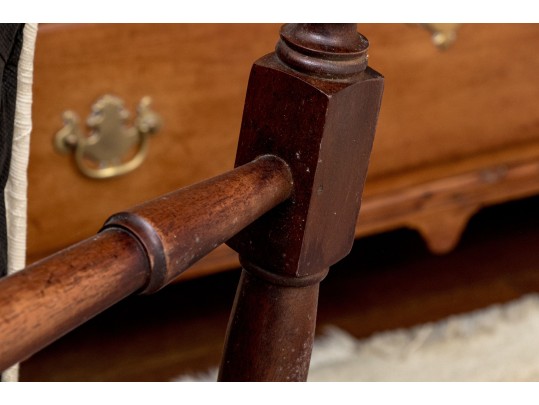 Antique Queen Anne Style Upholstered Wingback Armchair