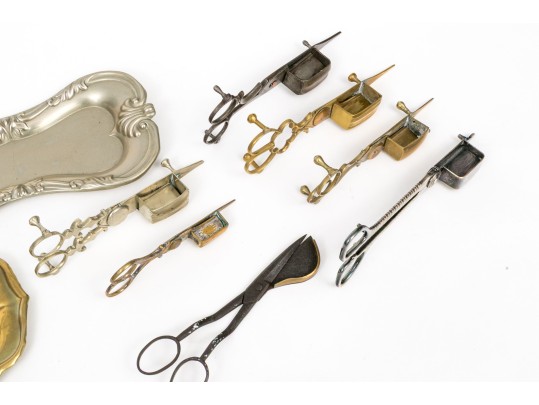 Assembled Collection Of Trays And Candle Wick Shears