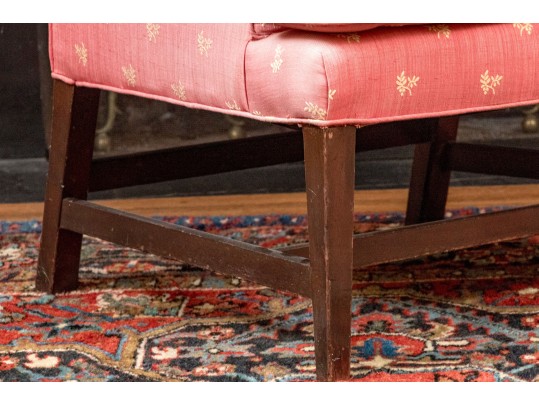 American Late Federal New England Upholstered Wingback Armchair, Ca. 1800-1820