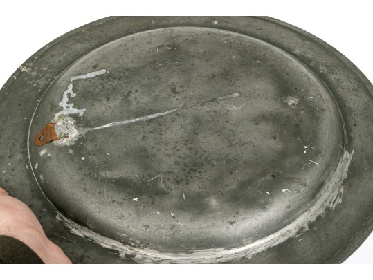 Five Antique Pewter Chargers