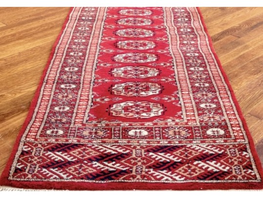 Hand-knotted Wool Bokhara Runner Carpet, 10'-1 X 2'-7