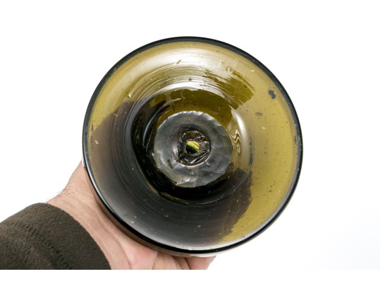 Unusual Pair Of Antique Hand-blown Glass And Brass Oil Lamps