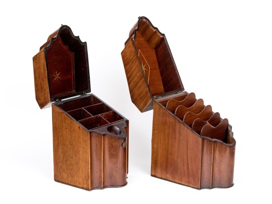Two Antique Mahogany Knife Boxes
