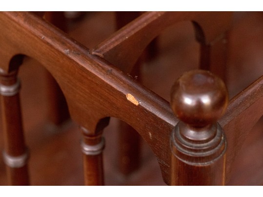 Federal Style Four Section Mahogany Canterbury On Casters, 20th Century