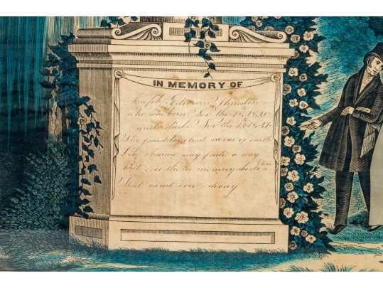 Thurston Family Victorian Hand-Colored Lithograph Childs Memorial, Ca. 1837