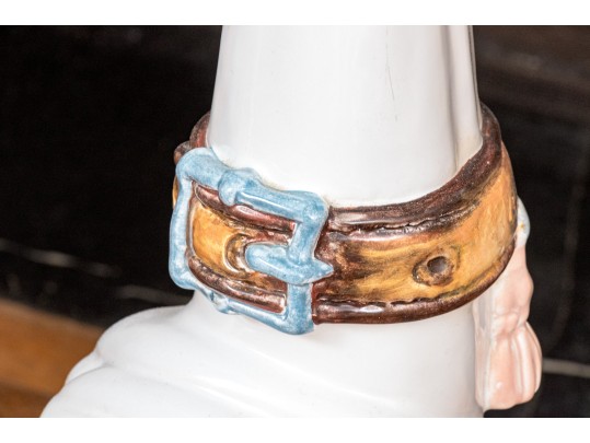 Pair Of Vintage Italian Hand-Painted Life Size Ceramic Whippet Dogs