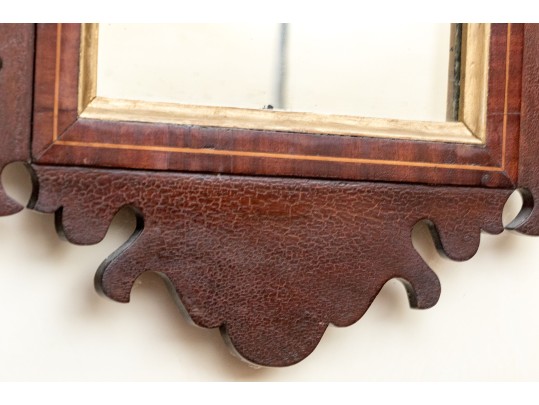 Antique Chippendale Style Looking Glass With Satinwood Inlay, 19th Century