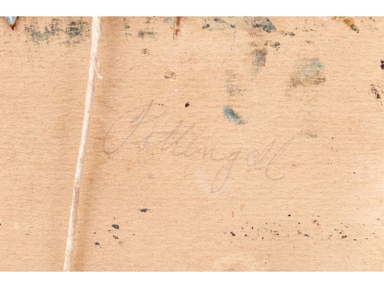 Antique American School Oil On Board, Mountain Landscape