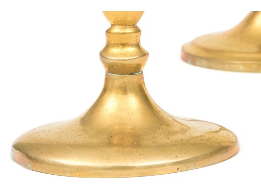 Compatible Set Of Four Antique Brass Candlesticks