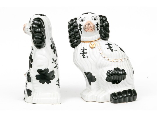 Pair Of English Staffordshire Painted Ceramic Spaniels