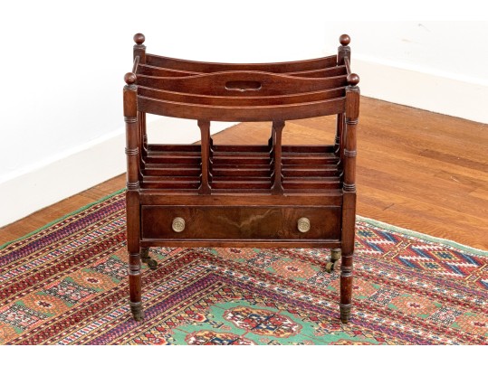 George III Style Mahogany Four Section Canterbury On Casters, 19th Century