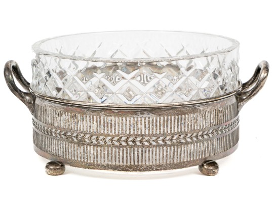 Black Star & Frost Steriling Silver Liner And Waterford Crystal Cachepot, 7.01 Ozt. 