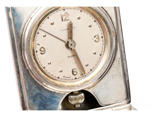 Vintage J.E. Caldwell Sterling Silver Travel Clock 
