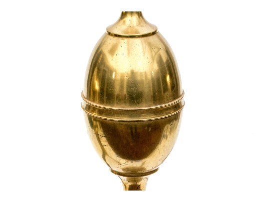 Pair Of American Federal Brass Double Lemon Form Andirons, Ca. 1790-1810