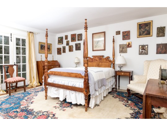 American Sheridan Full Size Figured Maple Poster Bed Frame, Ca. 1830-50