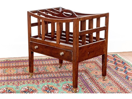 Georgian Style Four Section Mahogany Canterbury On Casters