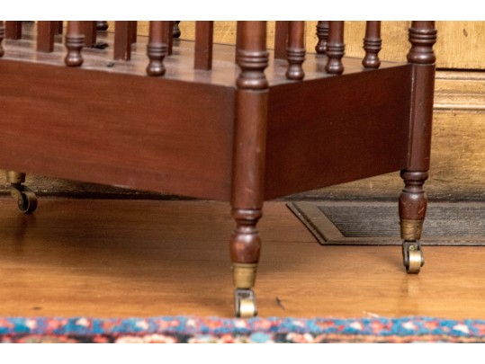 Federal Style Four Section Mahogany Canterbury On Casters, 20th Century