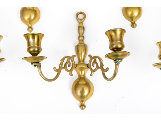 18th And 19th C. Brass Twin Light Sconces
