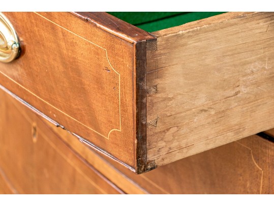 American Late Federal Mahogany Bow Front Chest Of Drawers, Ca. 1810-1830