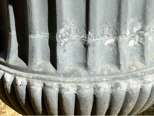 Large Pair Of Cast Metal Neoclassical Style Garden Urns