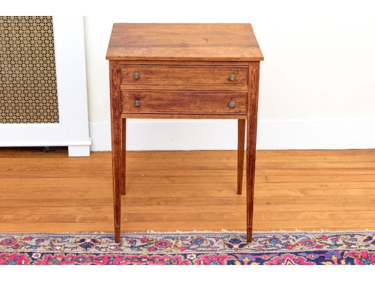 Federal Style Mahogany Inlaid Two Drawer Work Table