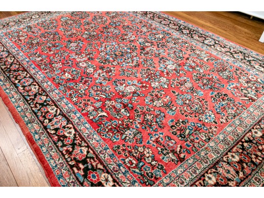 Antique Hand-Knotted Wool Persian Sarouck Carpet, 9'-3 X 6'-1