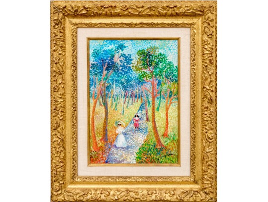 Lucien Neuquelman (French, 1908-1988) Oil On Canvas, Pointillist Landscape