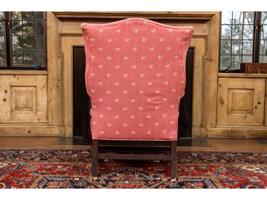 American Late Federal New England Upholstered Wingback Armchair, Ca. 1800-1820