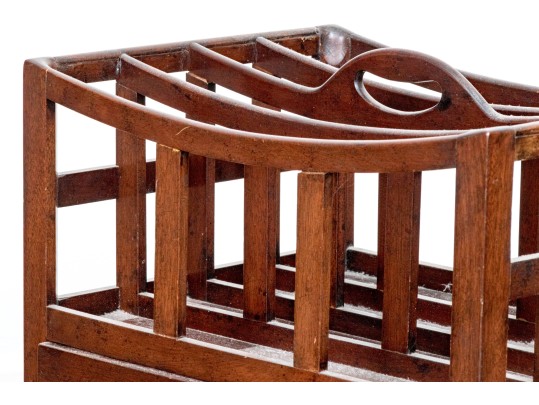 Georgian Style Four Section Mahogany Canterbury On Casters