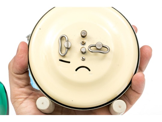 Two Lampe Berger Glass Oil Lamps With Bayard Stentor Repetition Clock