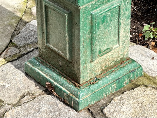 Antique Cast Iron Garden Jockey On Green Plinth