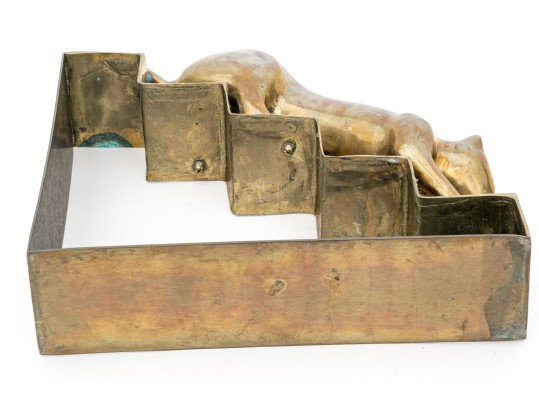 Vintage Dolbi Cashier Brass Sculpture Of A Panther On Stairs