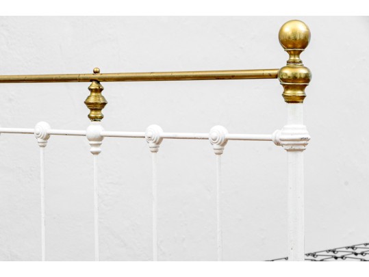Antique Cast Iron And Brass Bed Frame #2