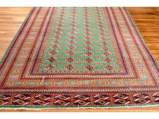 Hand-Knotted Wool Persian Bokhara Room Size Carpet, 10'-2 X 7'-4 1/4