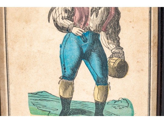 Set Of Two Antique 19th C. Hand-colored Prints