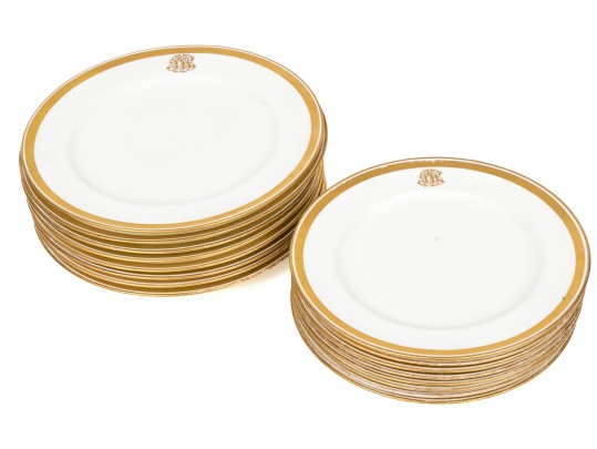 Set Of Sixteen Mintons For Tiffany & Co. Gilded Age Service Plates 