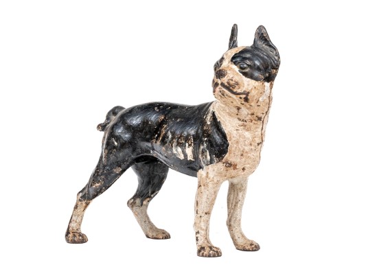 Antique Cast Iron Hand-painted Boston Terrier Doorstop