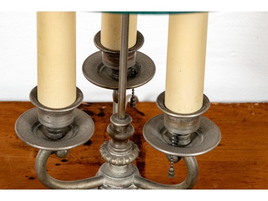 A Good Full Size Pair Of Antique Three Light Electrified Bouillotte Laps