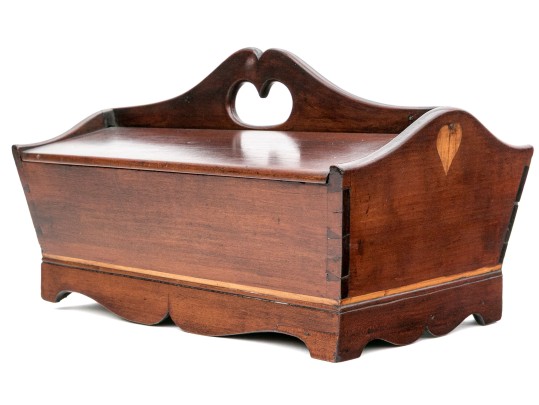 Pennsylvania Cherry Heart-Motif Cutlery Box, First Half 19th Century