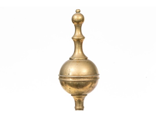 Pair Of American Federal Brass And Iron Andirons, Ca. 1800-1820