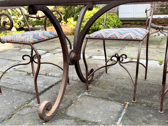 Antique Iron And Glass Outdoor Dining Set