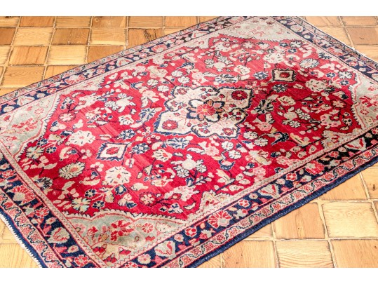 Hand-Knotted Persian Hamadan Accent Carpet, 4'-11 X 3'-5 1/2