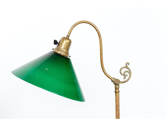 Antique Rembrandt Floor Lamp With Emeraldite Shade, Ca. 1920-30