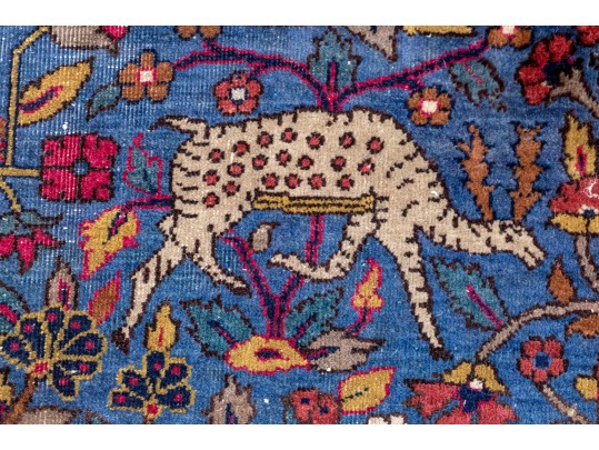 Antique Persian Hand-Knotted Pictorial Wool Carpet, 13'-4 X 9'-9 1/2