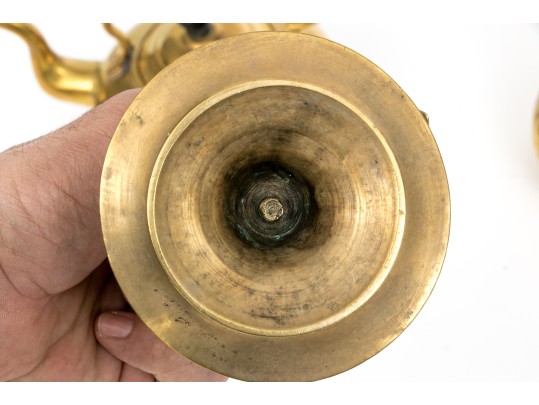 Collection Of Seven Brass Serving Wares