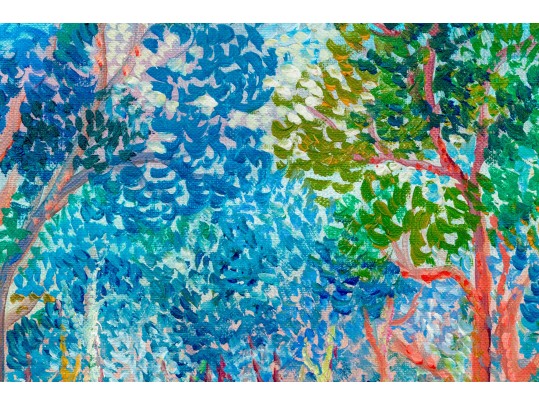 Lucien Neuquelman (French, 1908-1988) Oil On Canvas, Pointillist Landscape